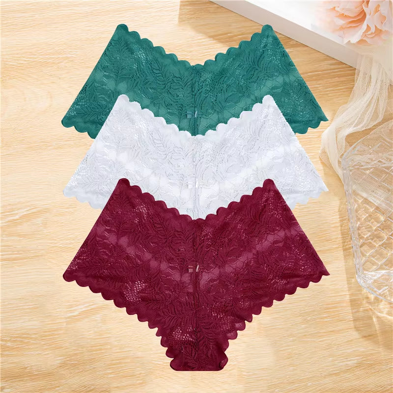 3Pcs/Set Lace Boyshort Panties Women Low-Rise Floral Underwear S-XL Girls Sexy Panties Ladies Lace Underpants Lingerie