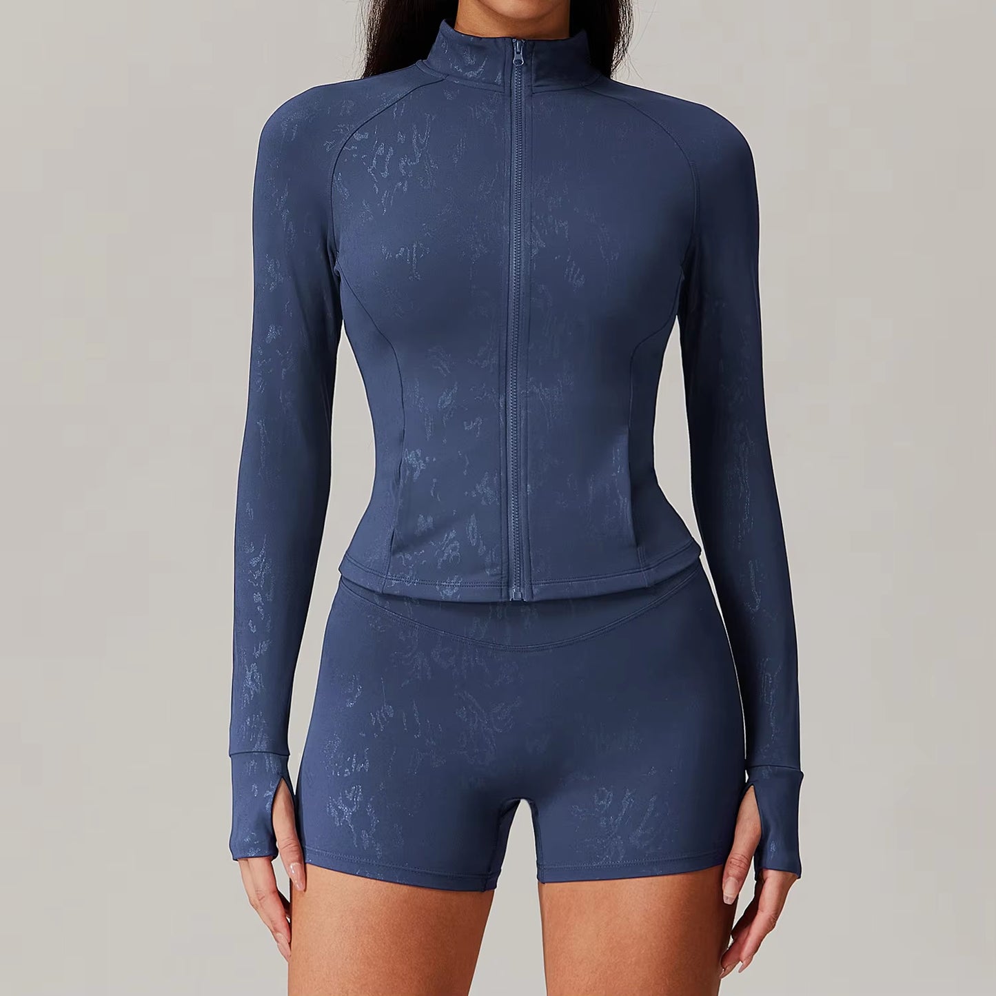 Printed Long Sleeve Sports Jacket Women Zipper Fitness Yoga Shirt Gym Top Activewear Push up Running Coats Workout Clothes Woman