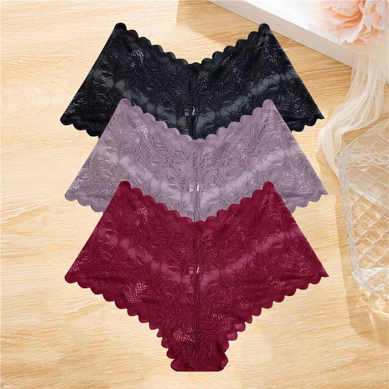 3Pcs/Set Lace Boyshort Panties Women Low-Rise Floral Underwear S-XL Girls Sexy Panties Ladies Lace Underpants Lingerie