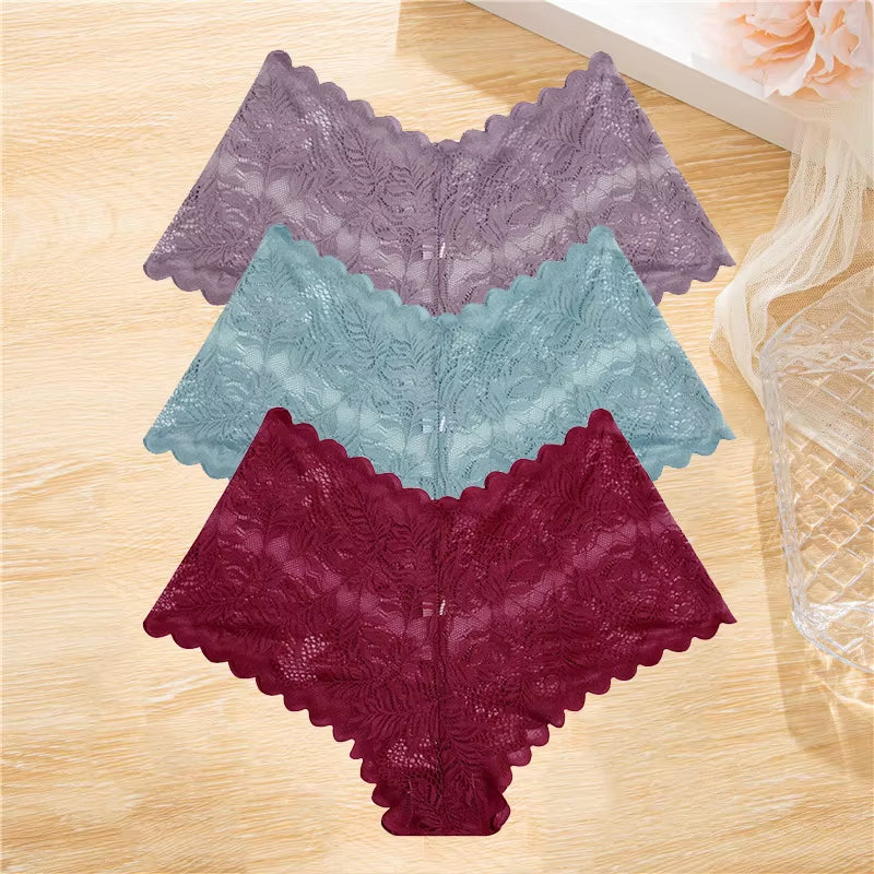 3Pcs/Set Lace Boyshort Panties Women Low-Rise Floral Underwear S-XL Girls Sexy Panties Ladies Lace Underpants Lingerie