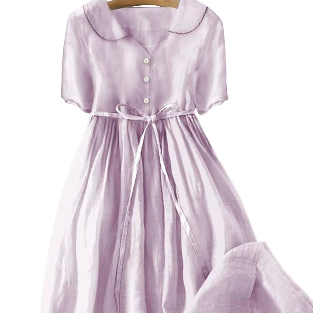 Summer Dress Bohemian Style Dress Bohemian Floral Print Midi Dress with Lace-Up Detail A-Line Silhouette for Women Spring