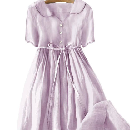 Summer Dress Bohemian Style Dress Bohemian Floral Print Midi Dress with Lace-Up Detail A-Line Silhouette for Women Spring