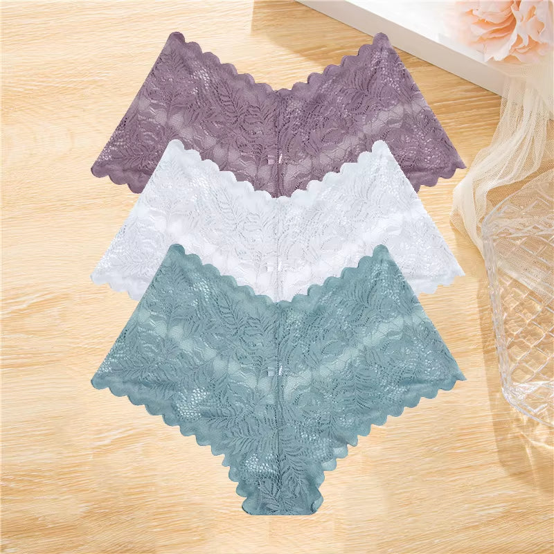 3Pcs/Set Lace Boyshort Panties Women Low-Rise Floral Underwear S-XL Girls Sexy Panties Ladies Lace Underpants Lingerie