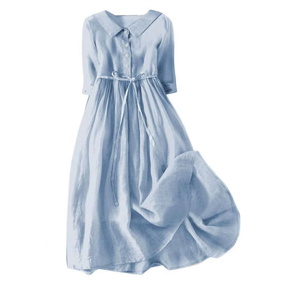 Summer Dress Bohemian Style Dress Bohemian Floral Print Midi Dress with Lace-Up Detail A-Line Silhouette for Women Spring