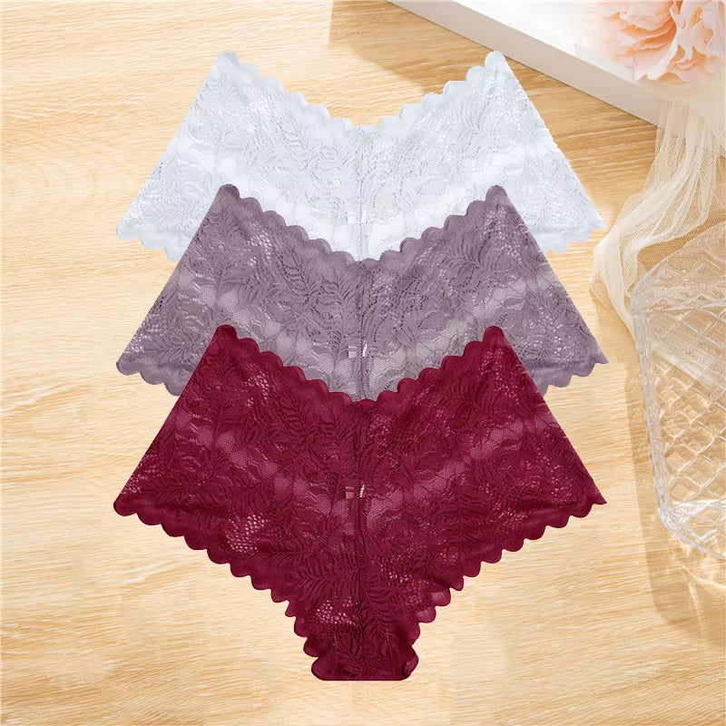 3Pcs/Set Lace Boyshort Panties Women Low-Rise Floral Underwear S-XL Girls Sexy Panties Ladies Lace Underpants Lingerie