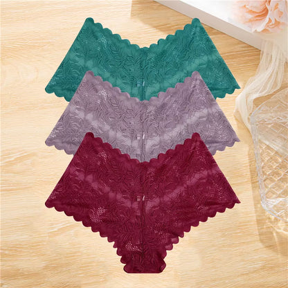 3Pcs/Set Lace Boyshort Panties Women Low-Rise Floral Underwear S-XL Girls Sexy Panties Ladies Lace Underpants Lingerie