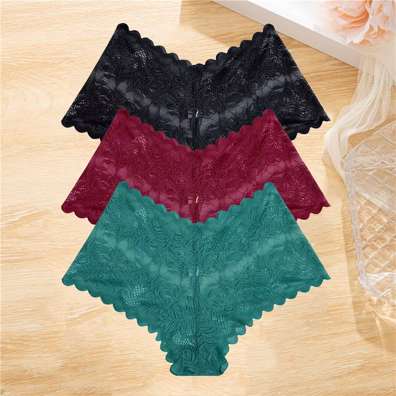 3Pcs/Set Lace Boyshort Panties Women Low-Rise Floral Underwear S-XL Girls Sexy Panties Ladies Lace Underpants Lingerie