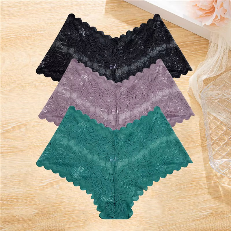 3Pcs/Set Lace Boyshort Panties Women Low-Rise Floral Underwear S-XL Girls Sexy Panties Ladies Lace Underpants Lingerie