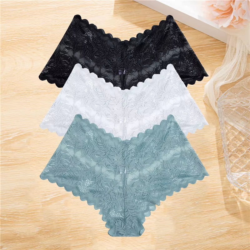 3Pcs/Set Lace Boyshort Panties Women Low-Rise Floral Underwear S-XL Girls Sexy Panties Ladies Lace Underpants Lingerie