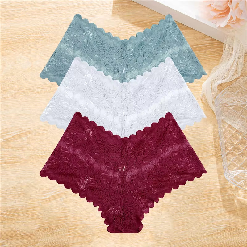 3Pcs/Set Lace Boyshort Panties Women Low-Rise Floral Underwear S-XL Girls Sexy Panties Ladies Lace Underpants Lingerie