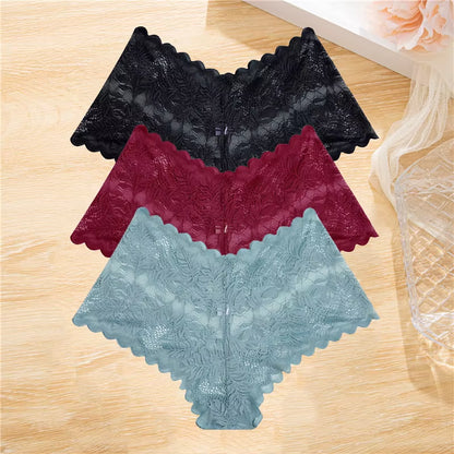 3Pcs/Set Lace Boyshort Panties Women Low-Rise Floral Underwear S-XL Girls Sexy Panties Ladies Lace Underpants Lingerie