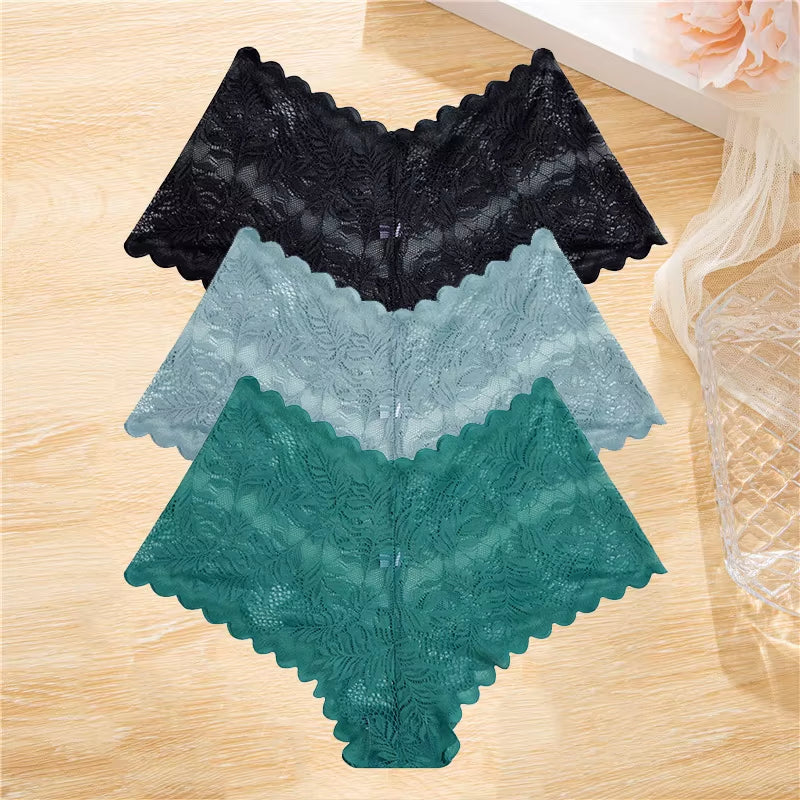 3Pcs/Set Lace Boyshort Panties Women Low-Rise Floral Underwear S-XL Girls Sexy Panties Ladies Lace Underpants Lingerie