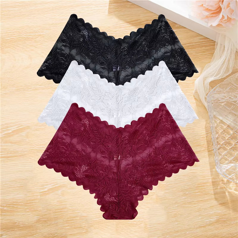 3Pcs/Set Lace Boyshort Panties Women Low-Rise Floral Underwear S-XL Girls Sexy Panties Ladies Lace Underpants Lingerie
