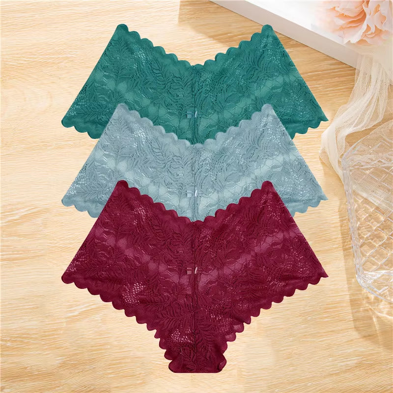 3Pcs/Set Lace Boyshort Panties Women Low-Rise Floral Underwear S-XL Girls Sexy Panties Ladies Lace Underpants Lingerie