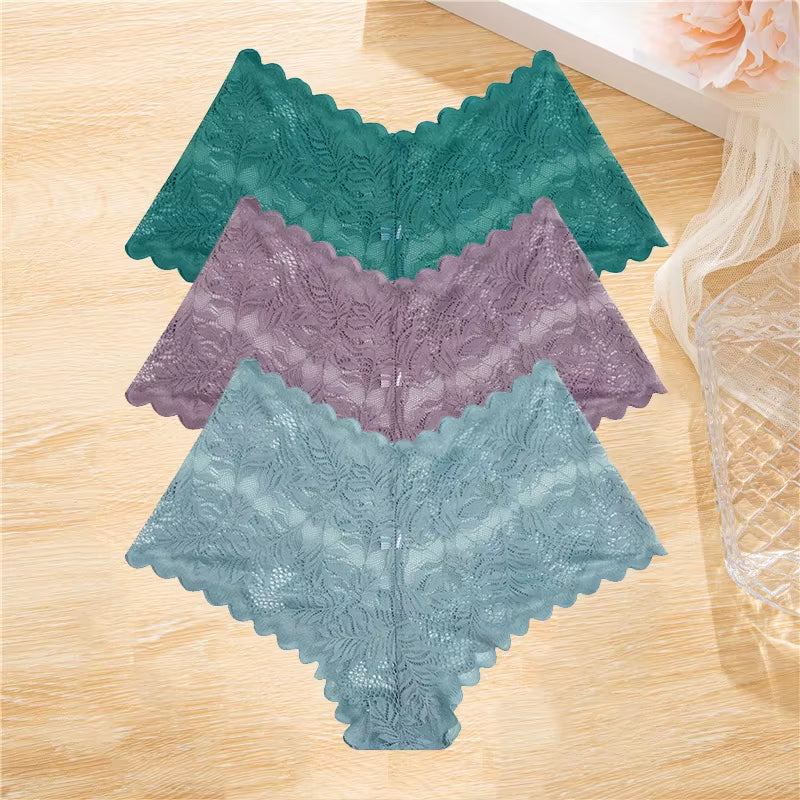 3Pcs/Set Lace Boyshort Panties Women Low-Rise Floral Underwear S-XL Girls Sexy Panties Ladies Lace Underpants Lingerie