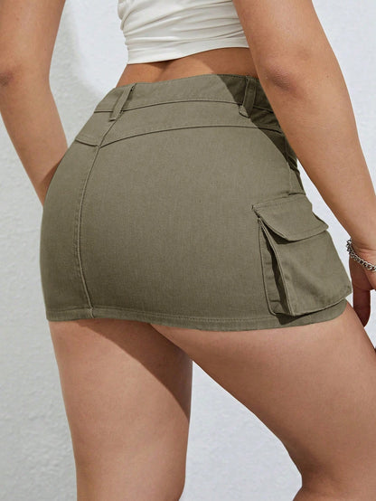 ICON Flap Pocket Side Cargo Denim Skirt